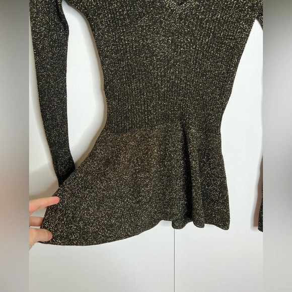 Veronica Beard - Esmeralda Ribbed Black and Gold sparkle knit long sleeve - Picture 5 of 9